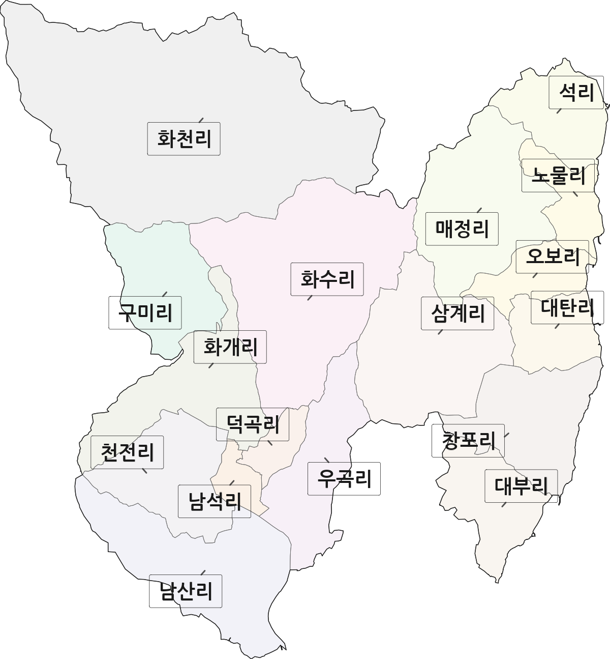 경상북도 영덕군 영덕읍 법정동 리 구분 행정구역 경계 지도