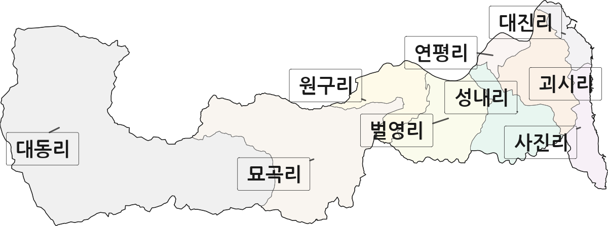 경상북도 영덕군 영해면 법정동 리 구분 행정구역 경계 지도