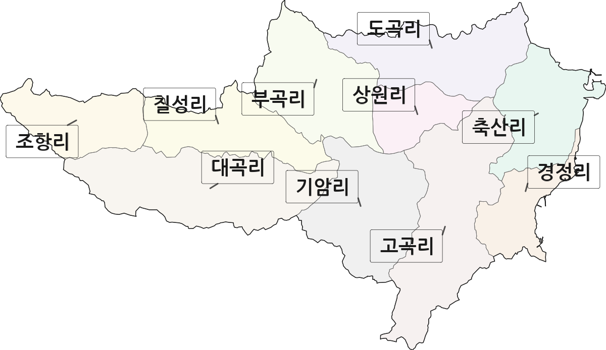 경상북도 영덕군 축산면 법정동 리 구분 행정구역 경계 지도