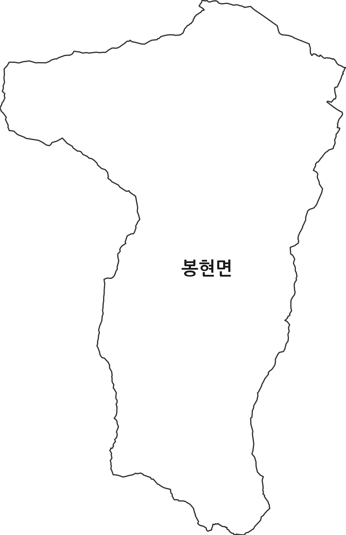 경상북도 영주시 봉현면 행정동 행정구역 경계 지도