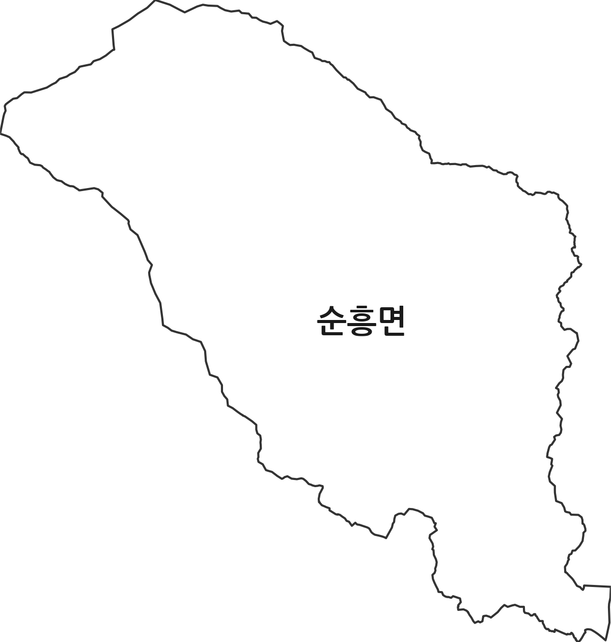 경상북도 영주시 순흥면 행정동 행정구역 경계 지도