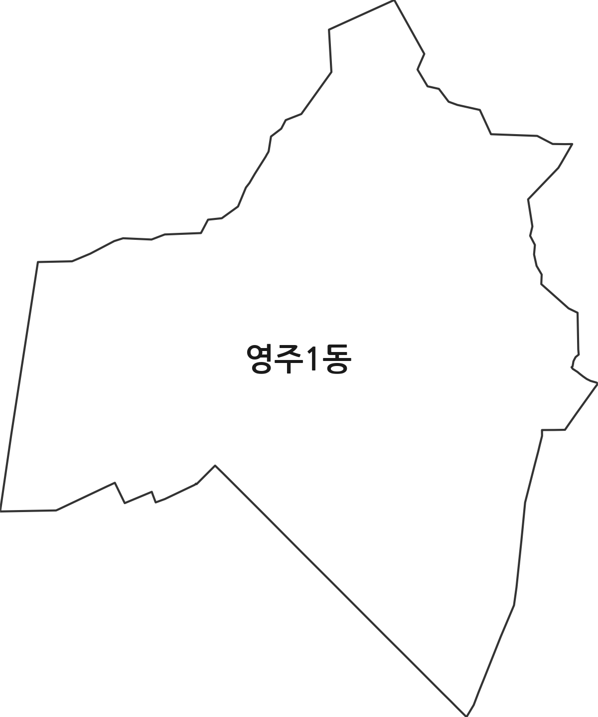 경상북도 영주시 영주1동 행정동 행정구역 경계 지도