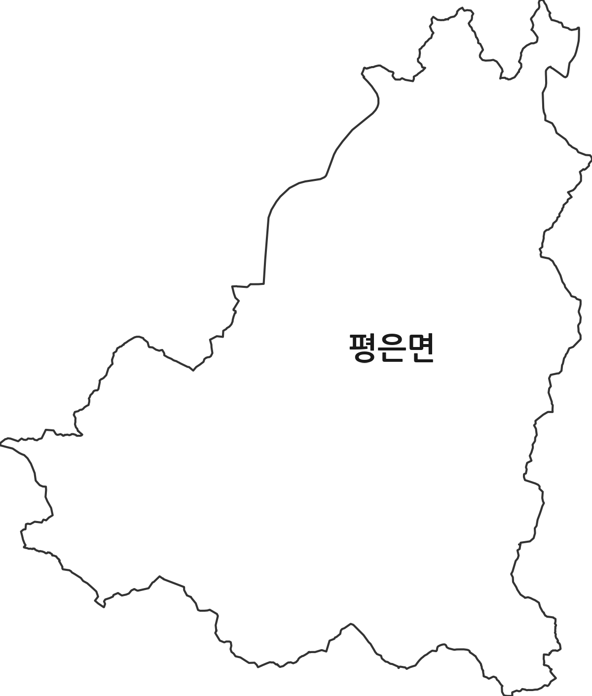 경상북도 영주시 평은면 행정동 행정구역 경계 지도
