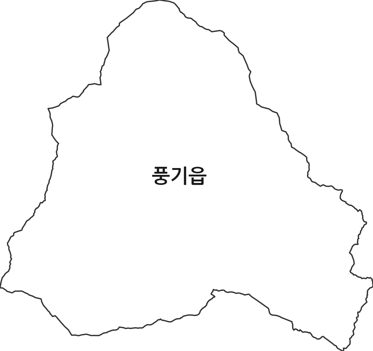 경상북도 영주시 풍기읍 행정동 행정구역 경계 지도