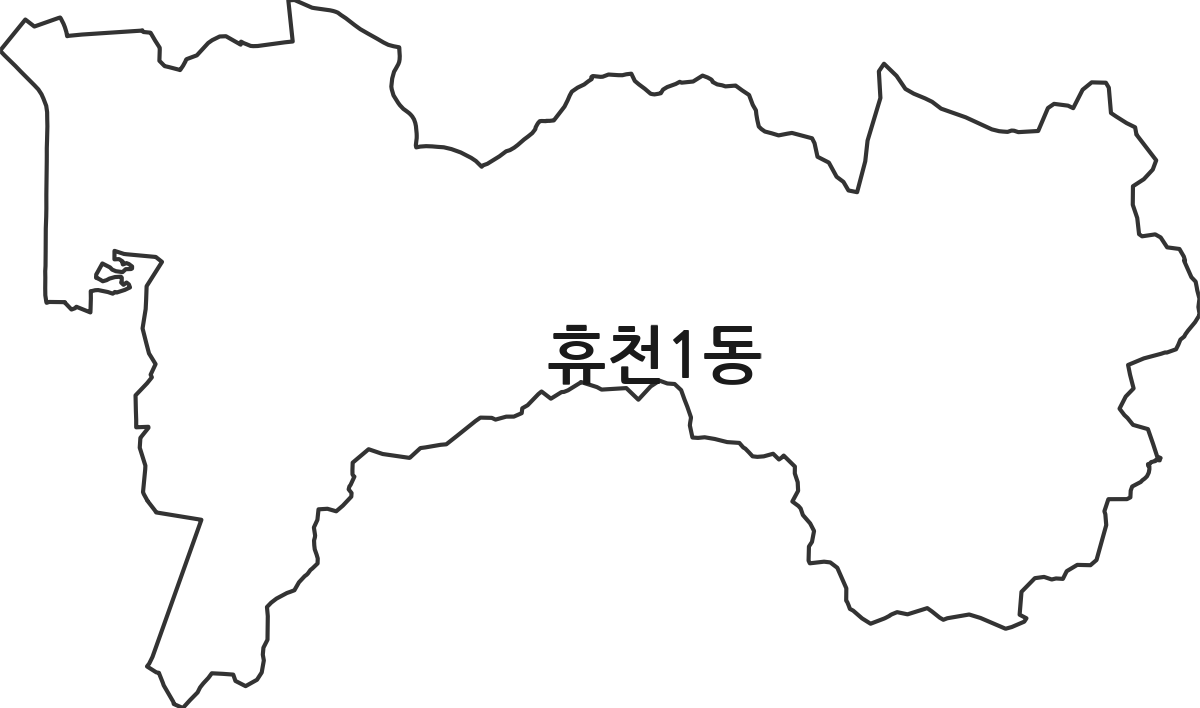 경상북도 영주시 휴천1동 행정동 행정구역 경계 지도