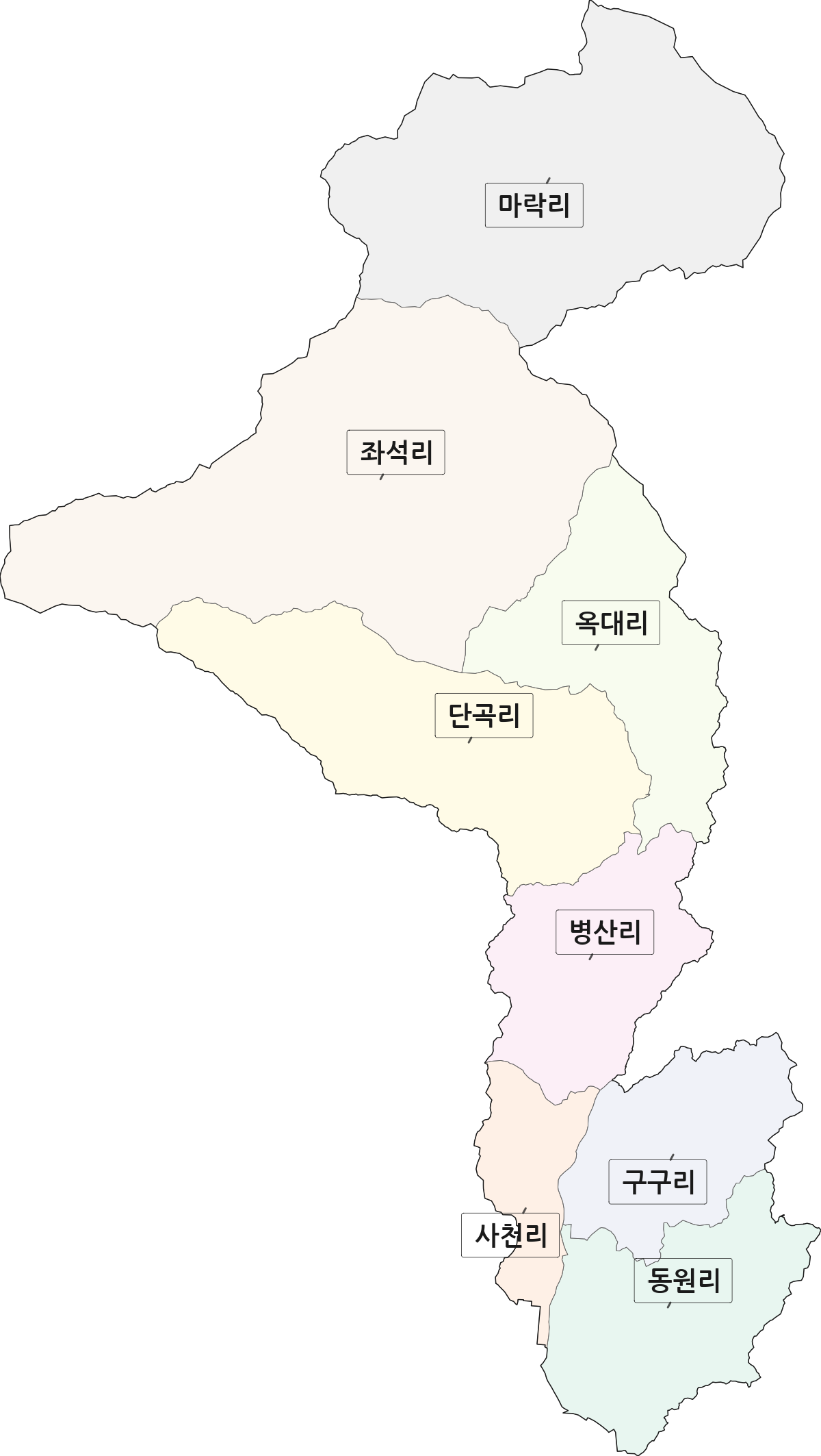 경상북도 영주시 단산면 법정동 리 구분 행정구역 경계 지도