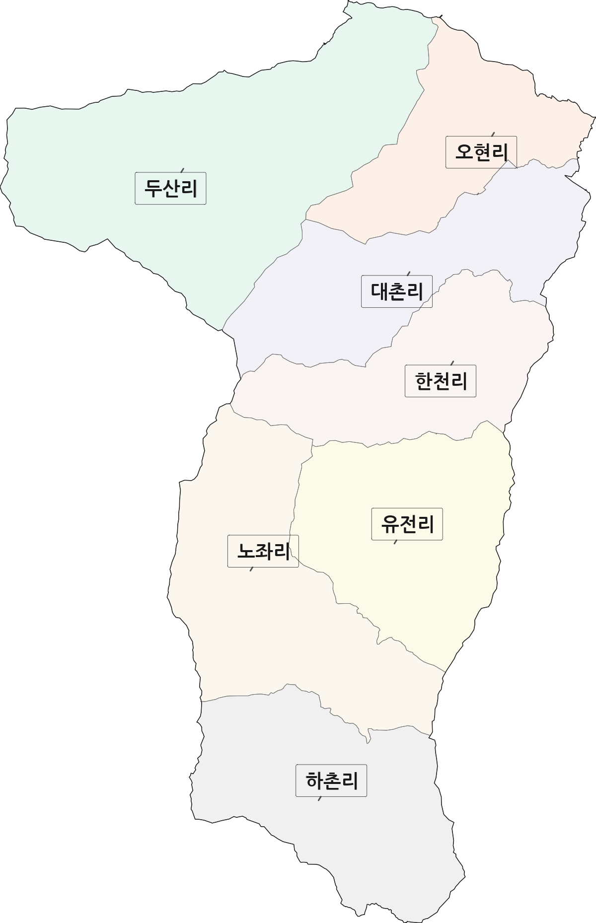 경상북도 영주시 봉현면 법정동 리 구분 행정구역 경계 지도