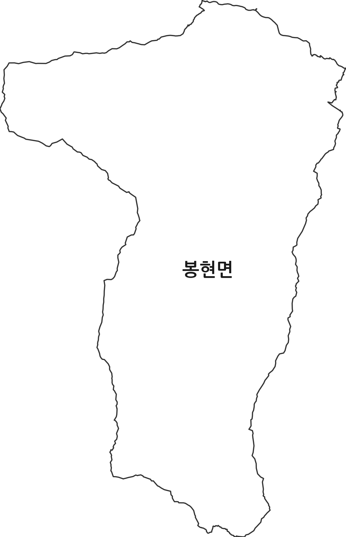 경상북도 영주시 봉현면 법정동 행정구역 경계 지도