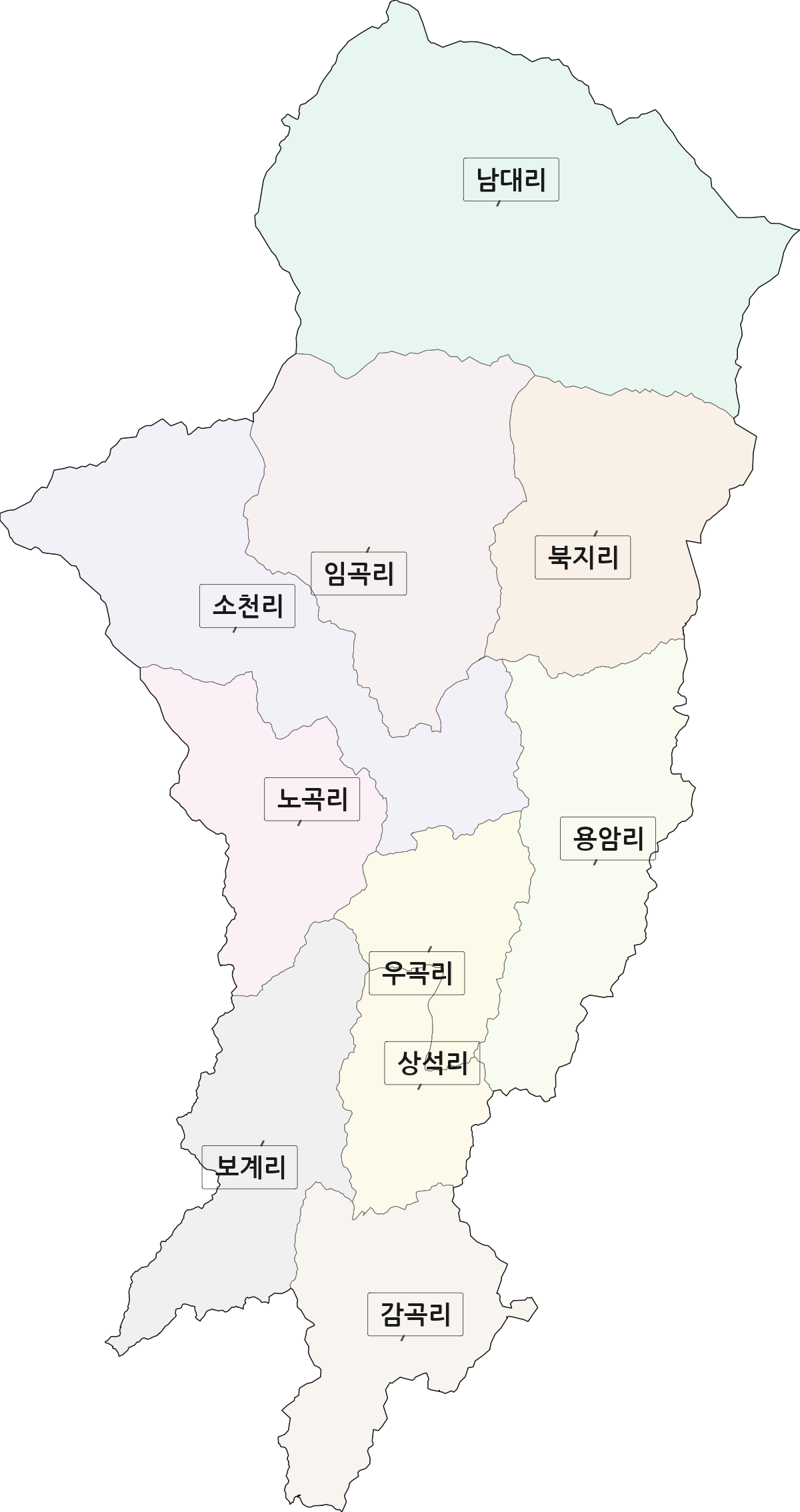 경상북도 영주시 부석면 법정동 리 구분 행정구역 경계 지도