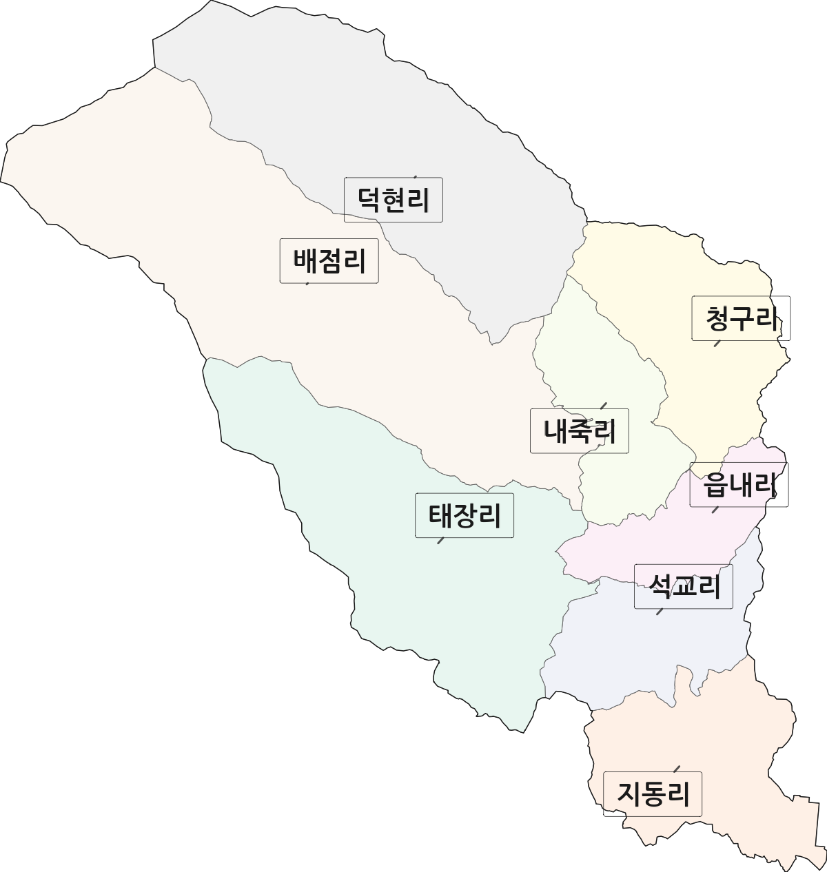 경상북도 영주시 순흥면 법정동 리 구분 행정구역 경계 지도