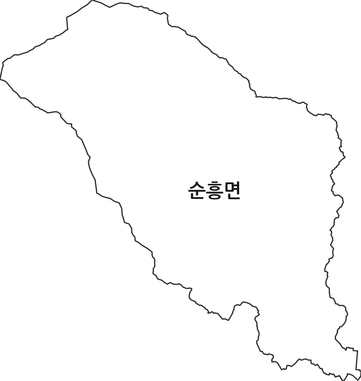경상북도 영주시 순흥면 법정동 행정구역 경계 지도