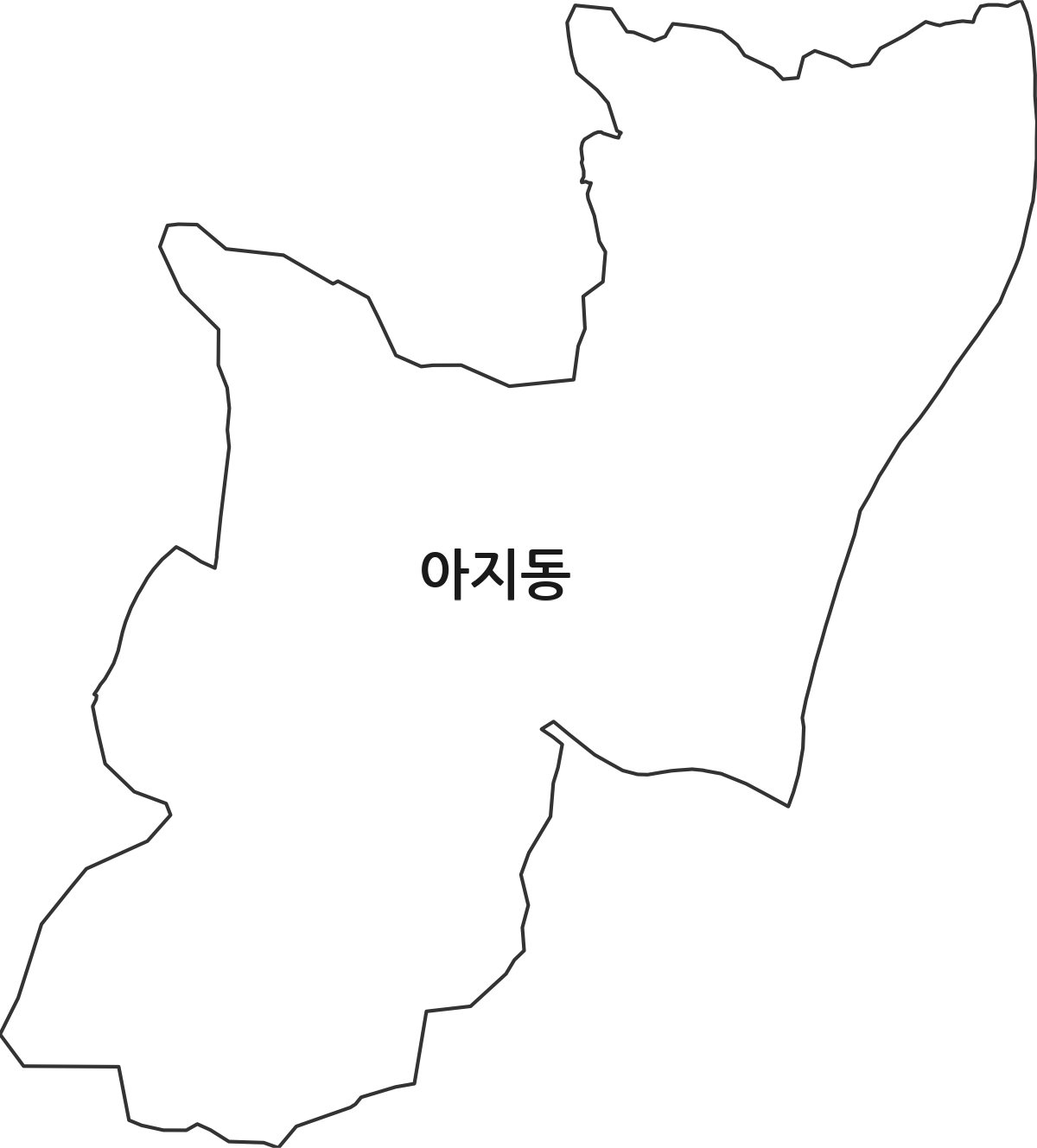 경상북도 영주시 아지동 법정동 행정구역 경계 지도