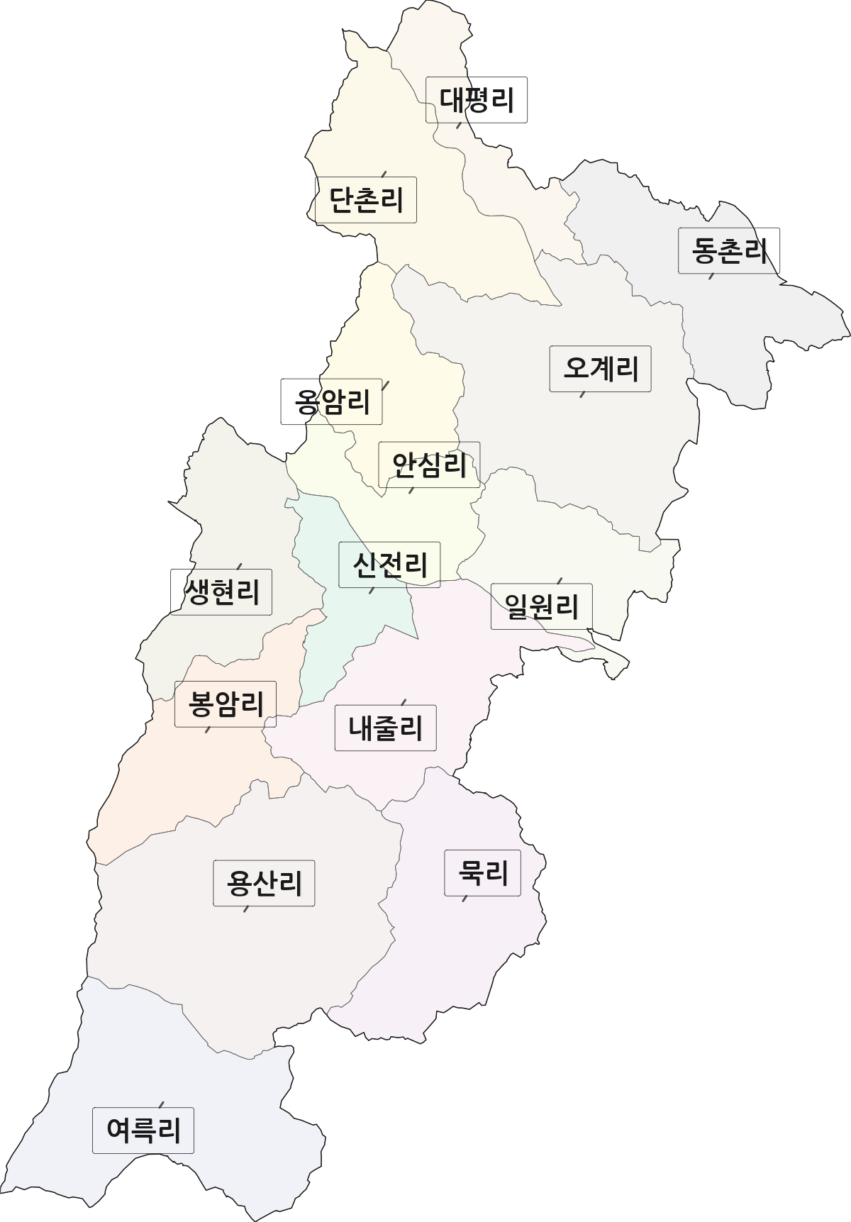 경상북도 영주시 안정면 법정동 리 구분 행정구역 경계 지도