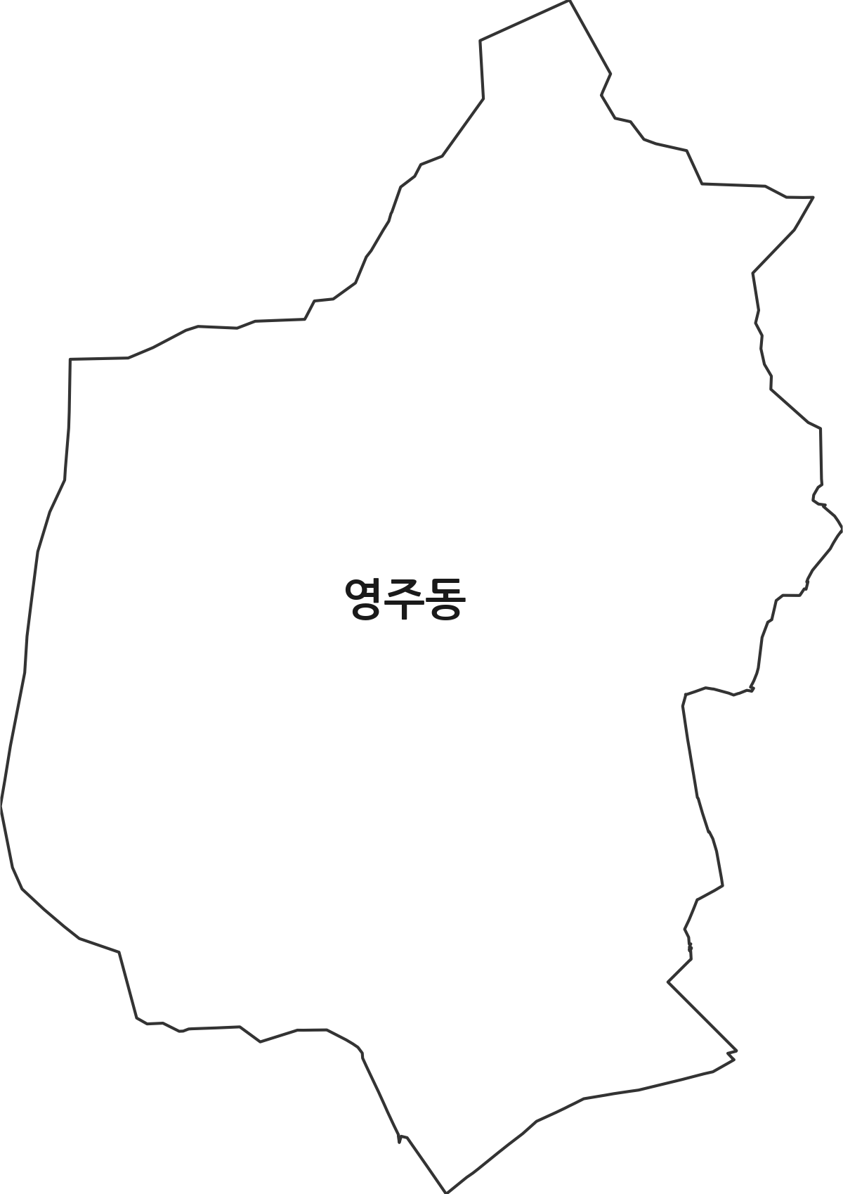 경상북도 영주시 영주동 법정동 행정구역 경계 지도