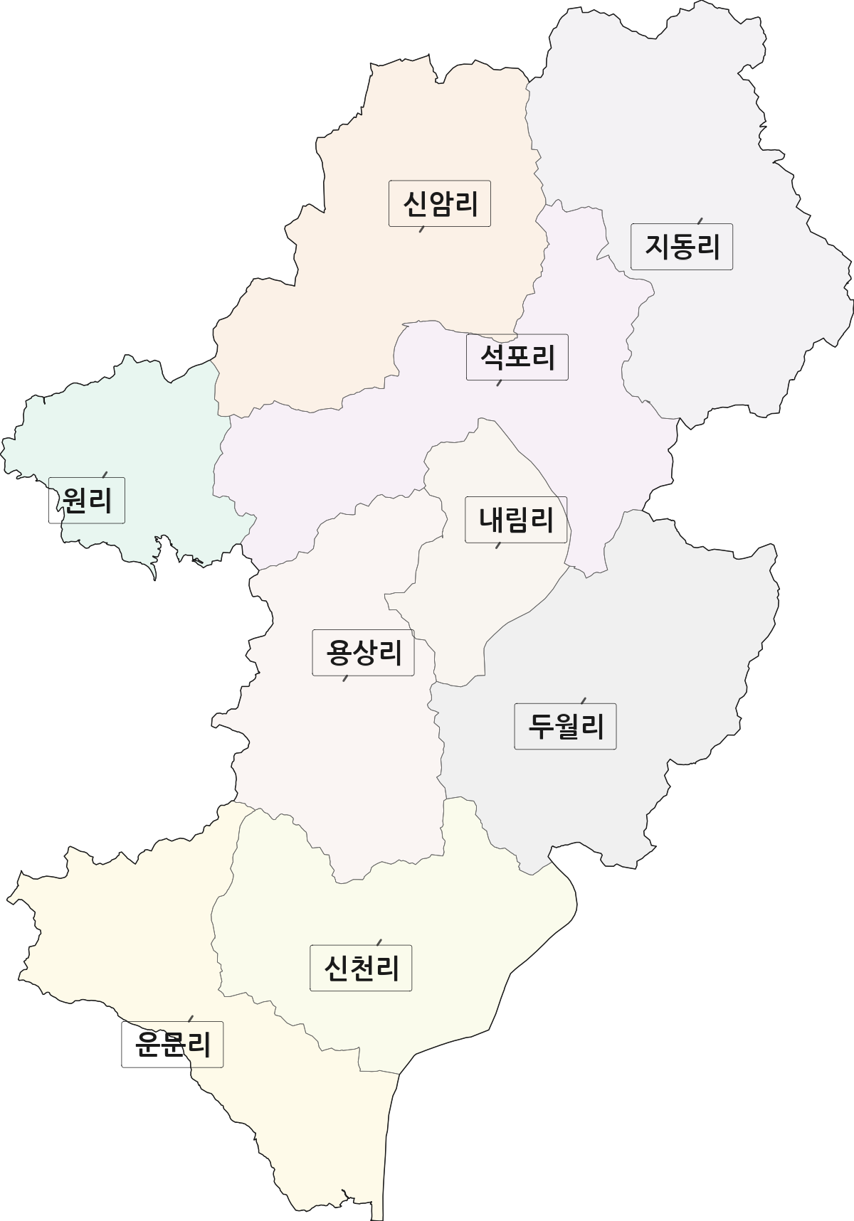 경상북도 영주시 이산면 법정동 리 구분 행정구역 경계 지도