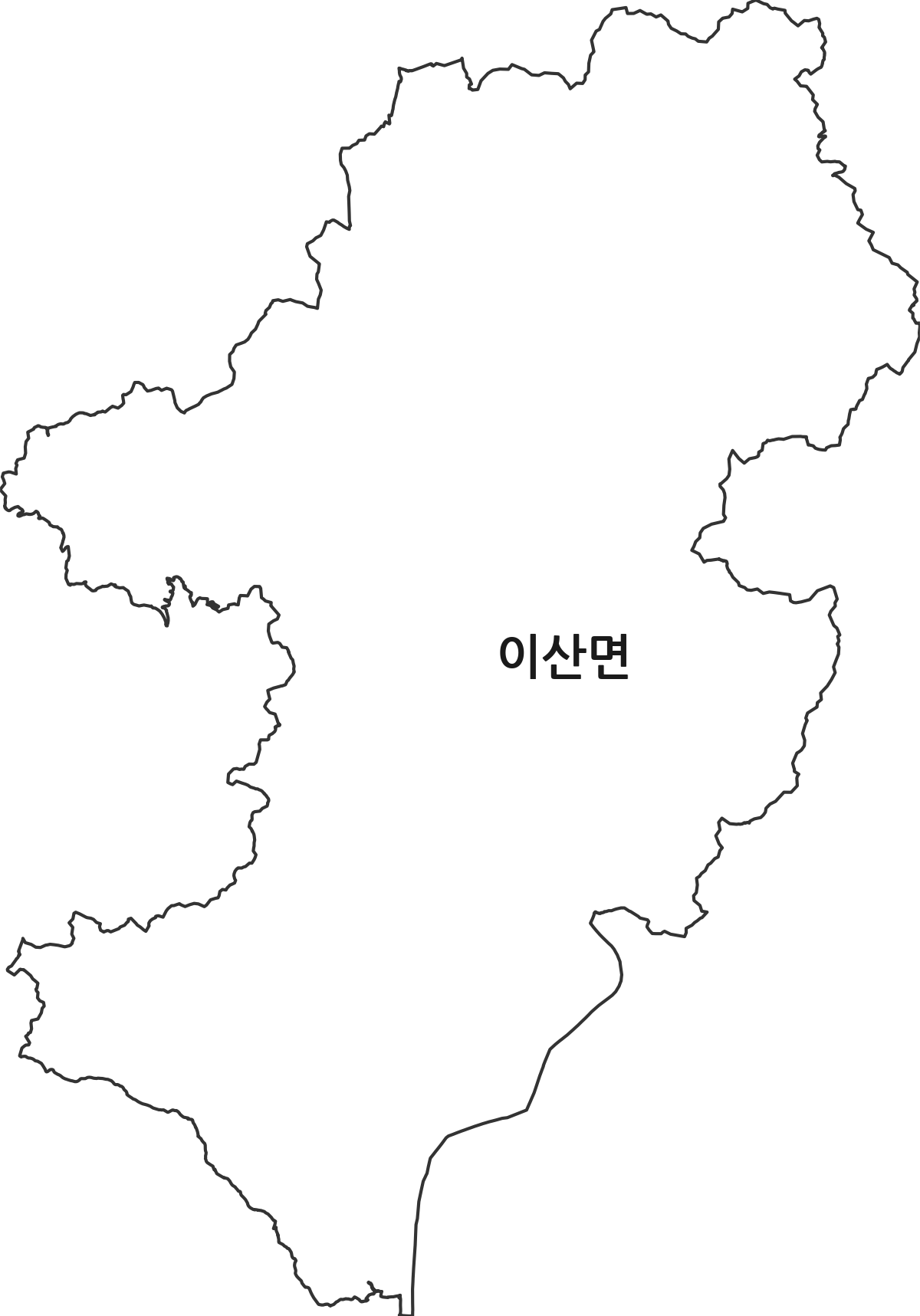 경상북도 영주시 이산면 법정동 행정구역 경계 지도