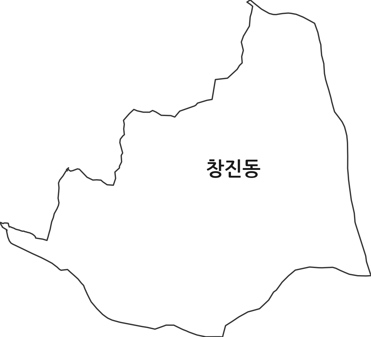 경상북도 영주시 창진동 법정동 행정구역 경계 지도