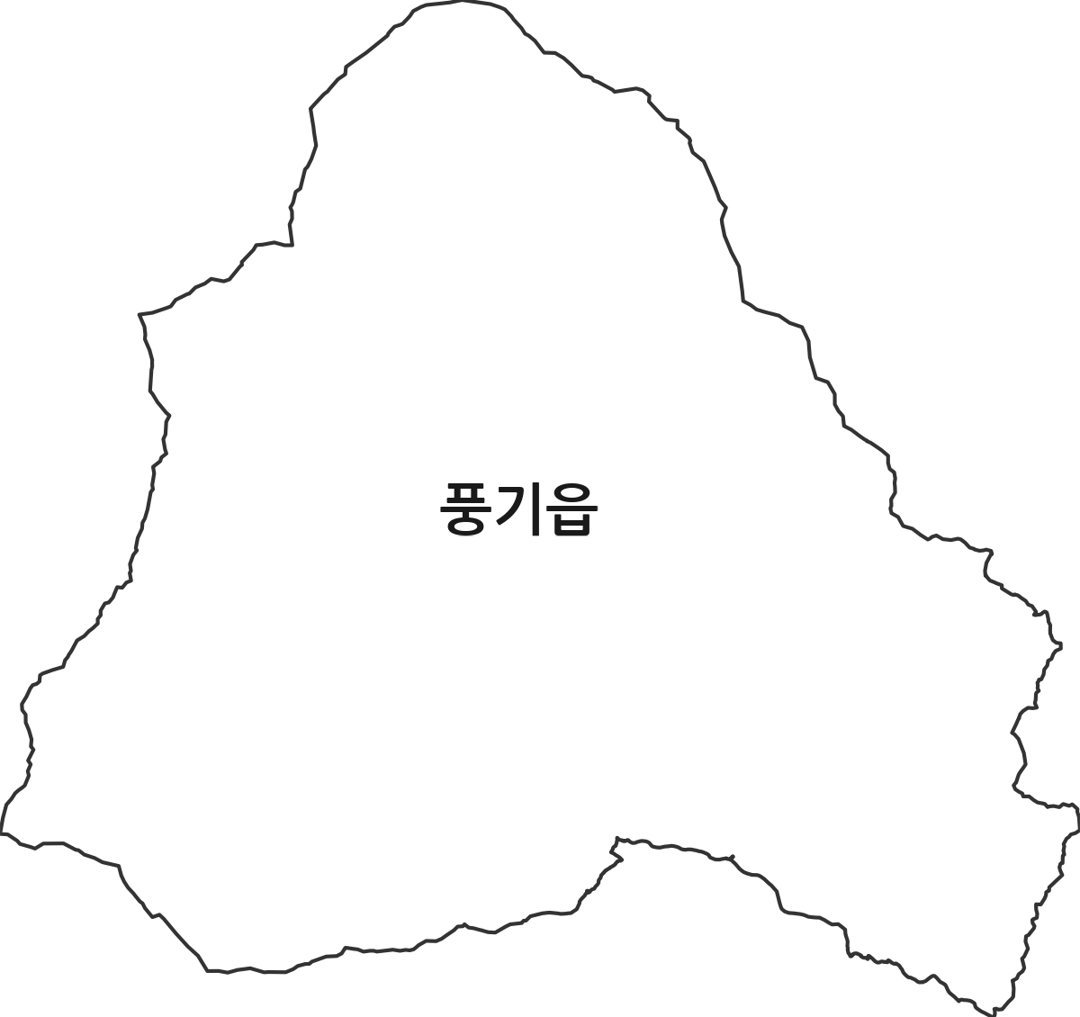 경상북도 영주시 풍기읍 법정동 행정구역 경계 지도