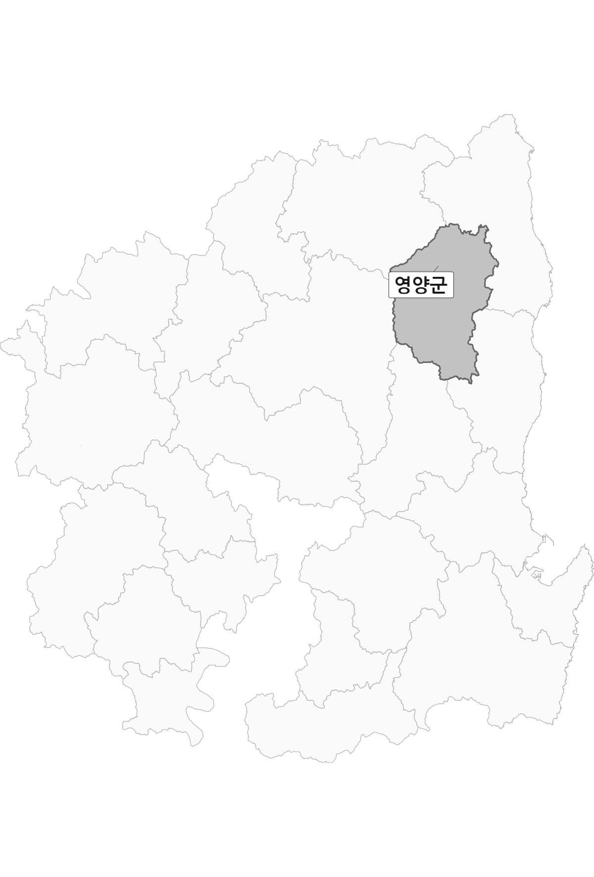 경상북도 범위 내 영양군 행정구역 경계 지도 울릉군 제외 버전