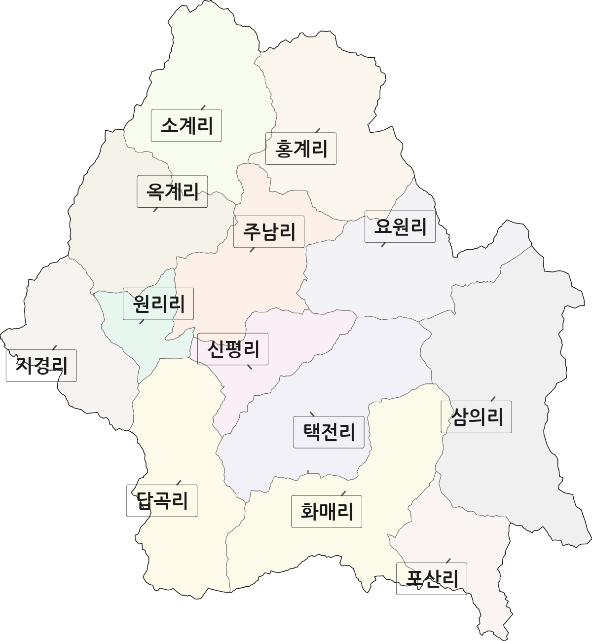 경상북도 영양군 석보면 법정동 리 구분 행정구역 경계 지도