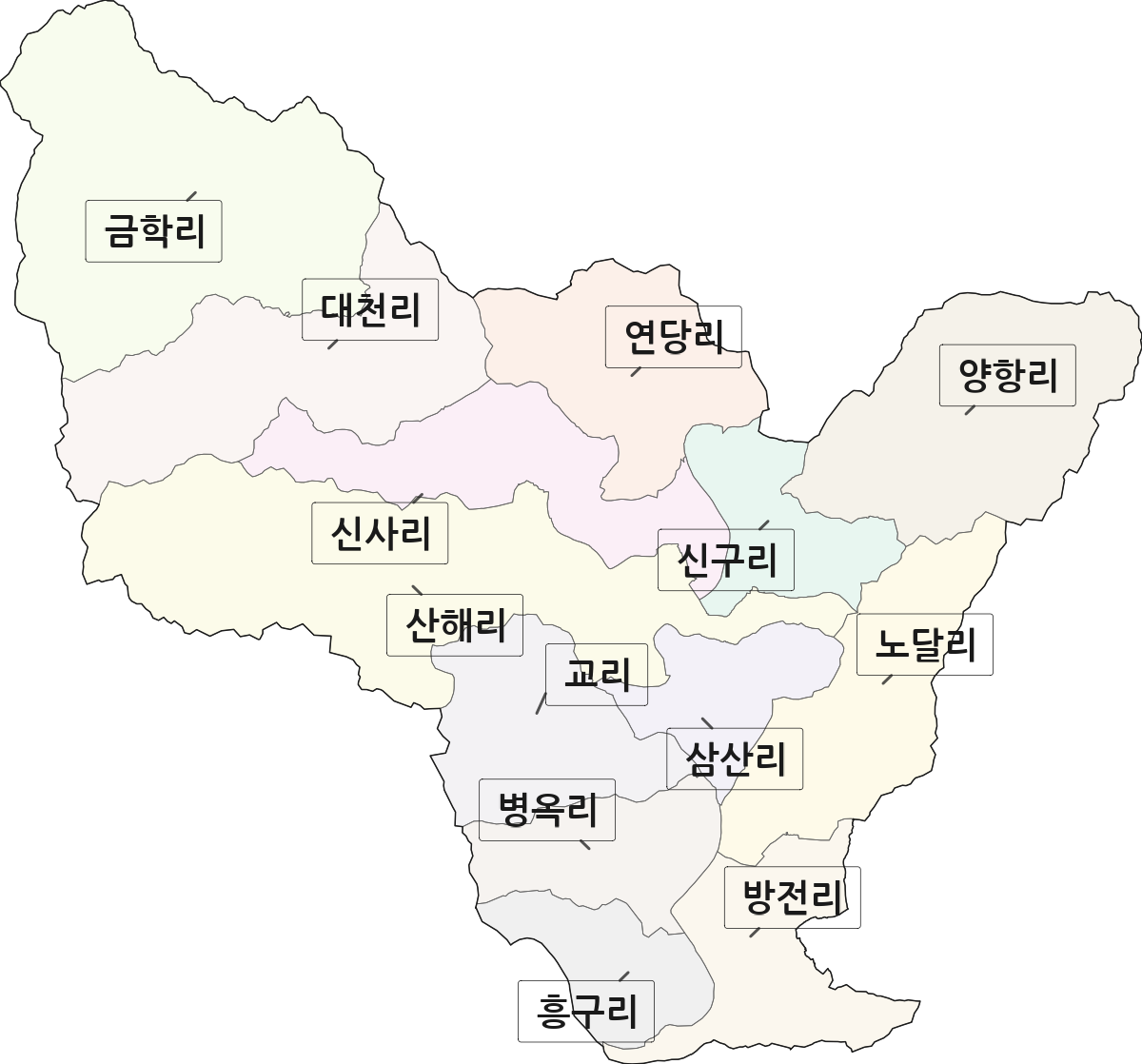 경상북도 영양군 입암면 법정동 리 구분 행정구역 경계 지도