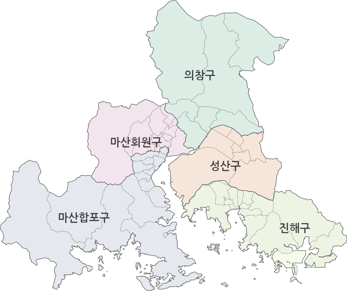 경상남도 창원시 행정구역 경계 지도