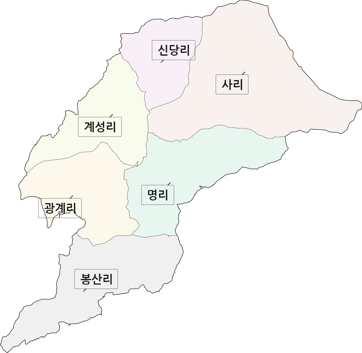 경상남도 창녕군 계성면 법정동 리 구분 행정구역 경계 지도