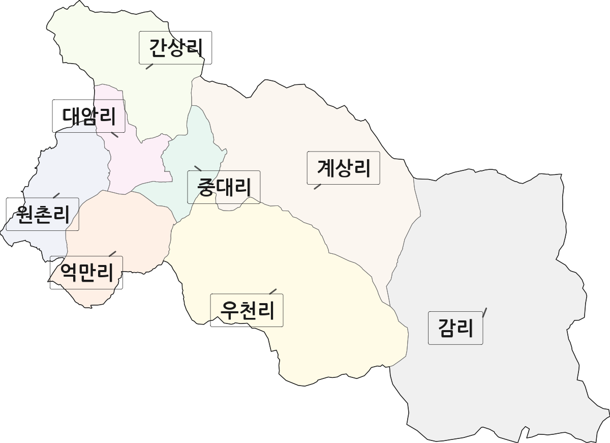 경상남도 창녕군 고암면 법정동 리 구분 행정구역 경계 지도
