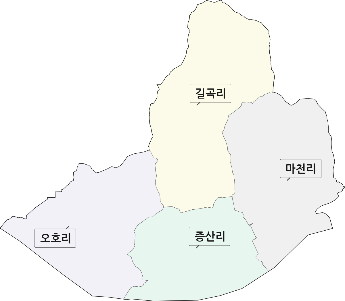 경상남도 창녕군 길곡면 법정동 리 구분 행정구역 경계 지도