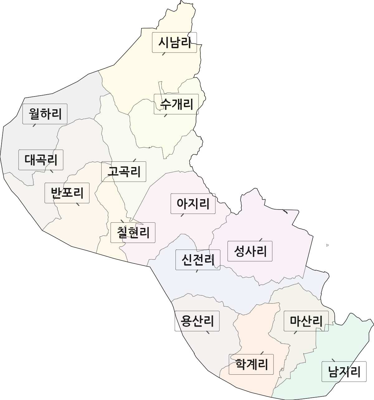 경상남도 창녕군 남지읍 법정동 리 구분 행정구역 경계 지도