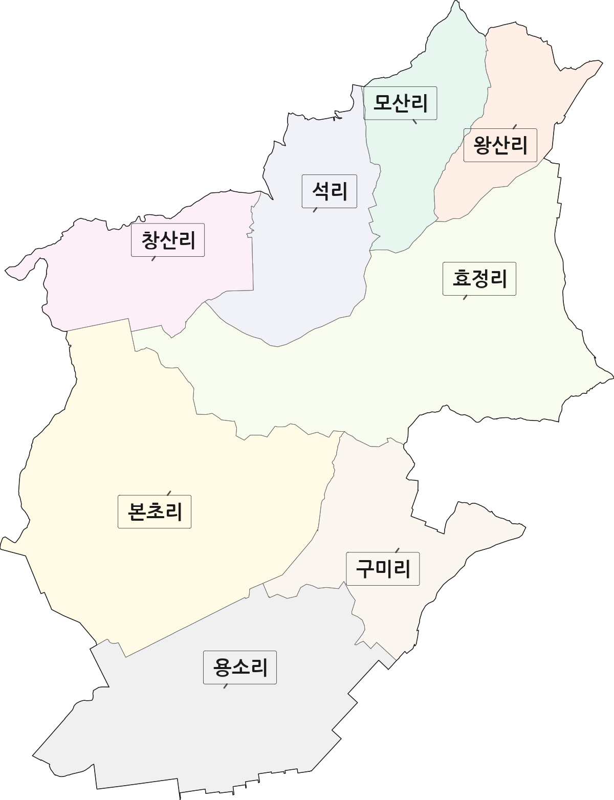 경상남도 창녕군 대지면 법정동 리 구분 행정구역 경계 지도