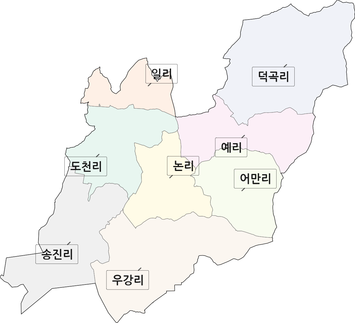 경상남도 창녕군 도천면 법정동 리 구분 행정구역 경계 지도