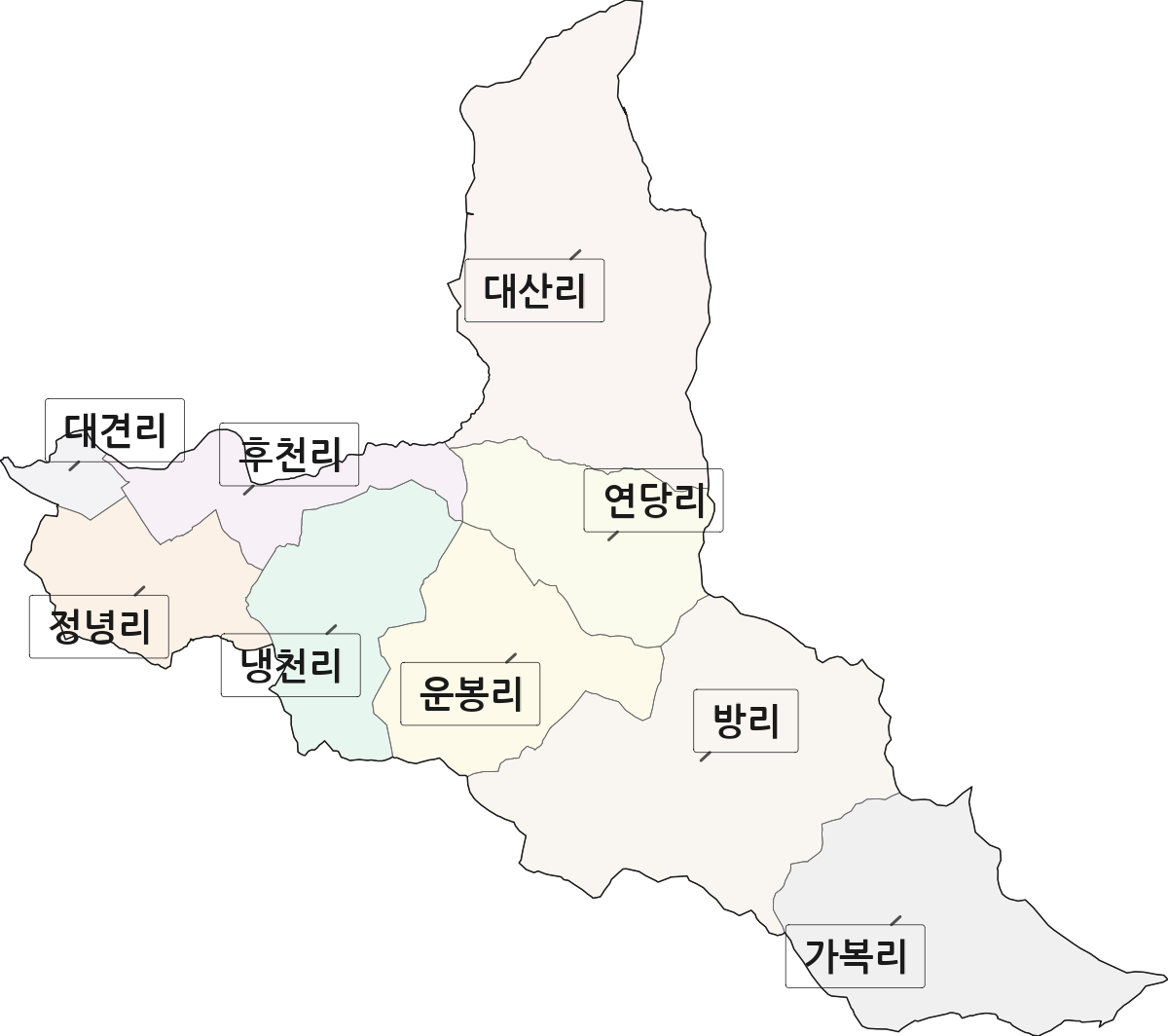 경상남도 창녕군 성산면 법정동 리 구분 행정구역 경계 지도