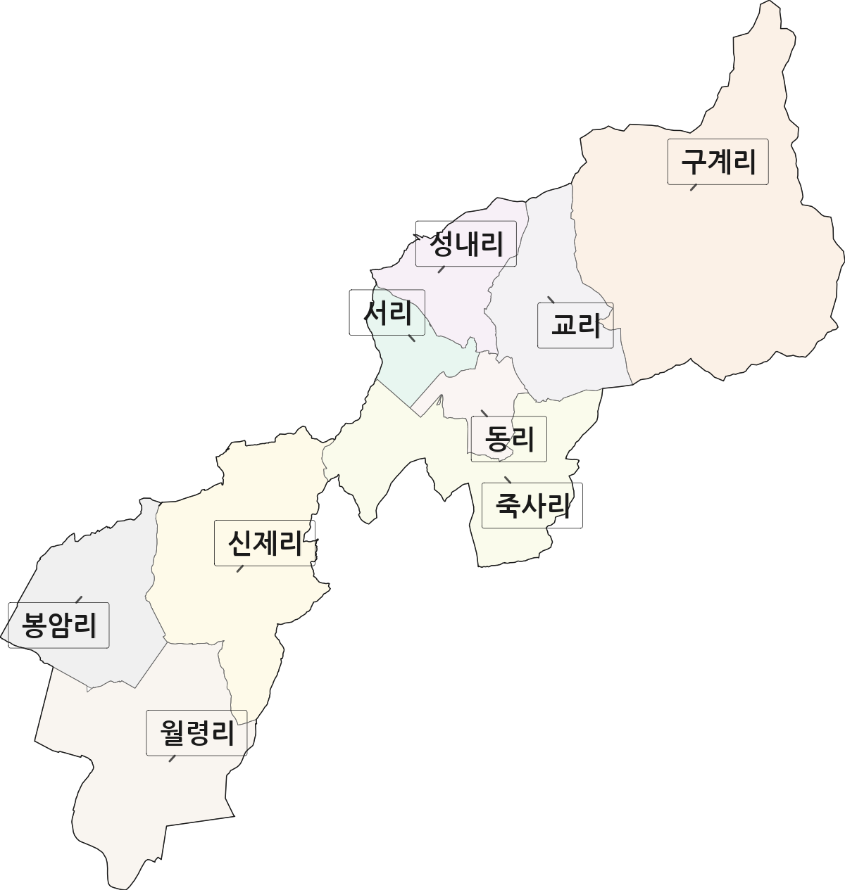 경상남도 창녕군 영산면 법정동 리 구분 행정구역 경계 지도