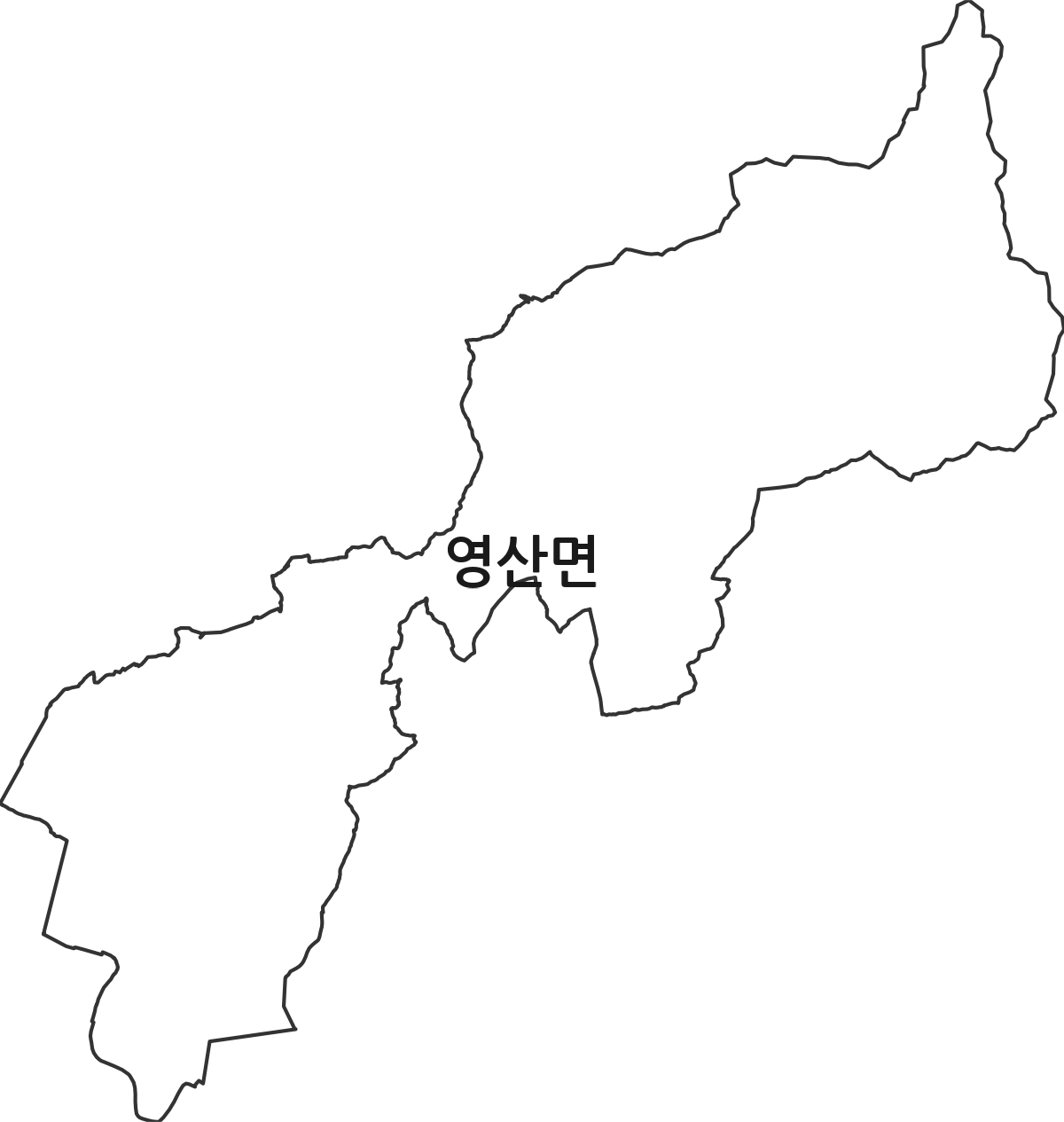 경상남도 창녕군 영산면 법정동 행정구역 경계 지도