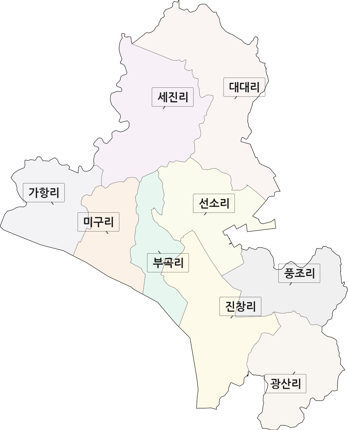 경상남도 창녕군 유어면 법정동 리 구분 행정구역 경계 지도