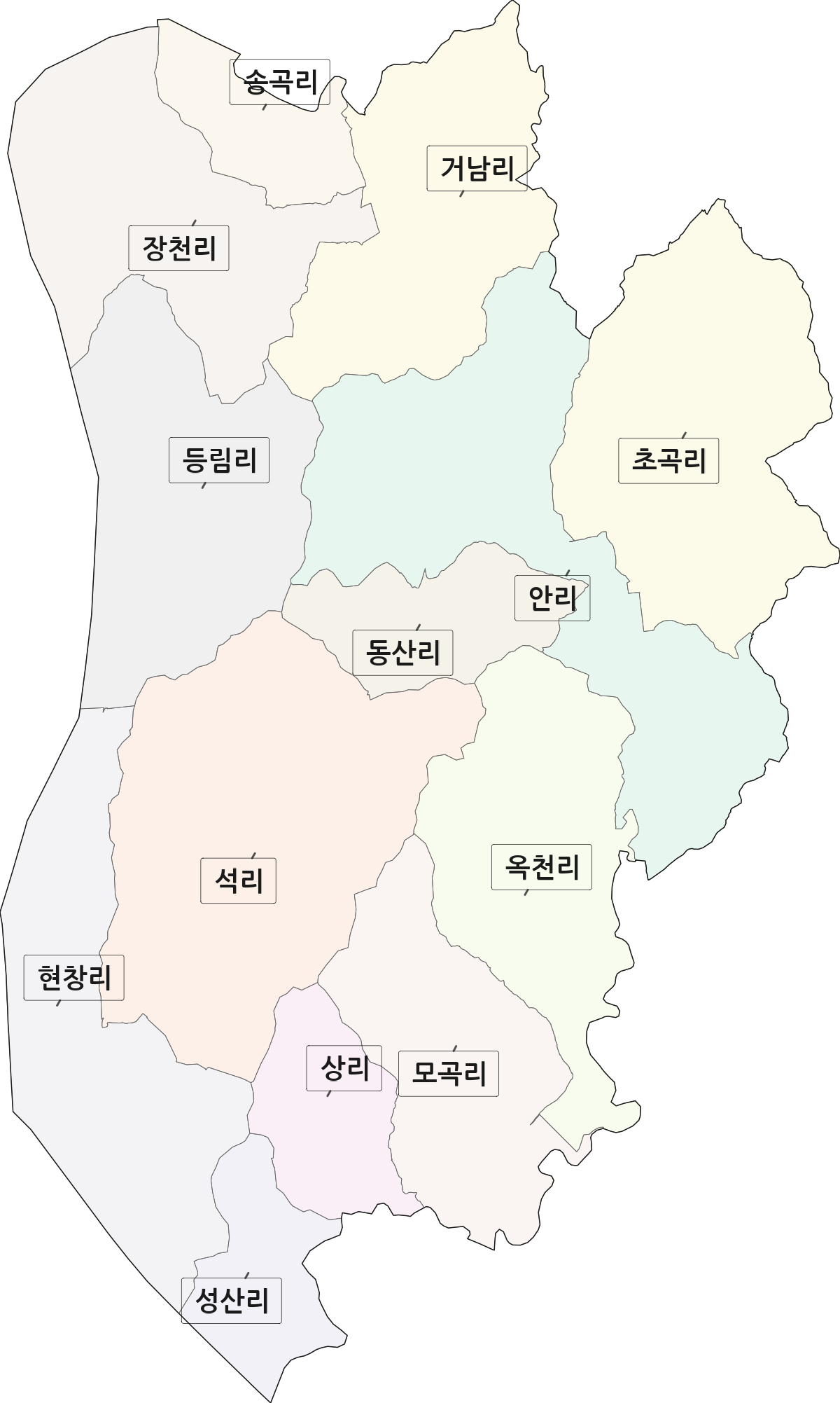 경상남도 창녕군 이방면 법정동 리 구분 행정구역 경계 지도
