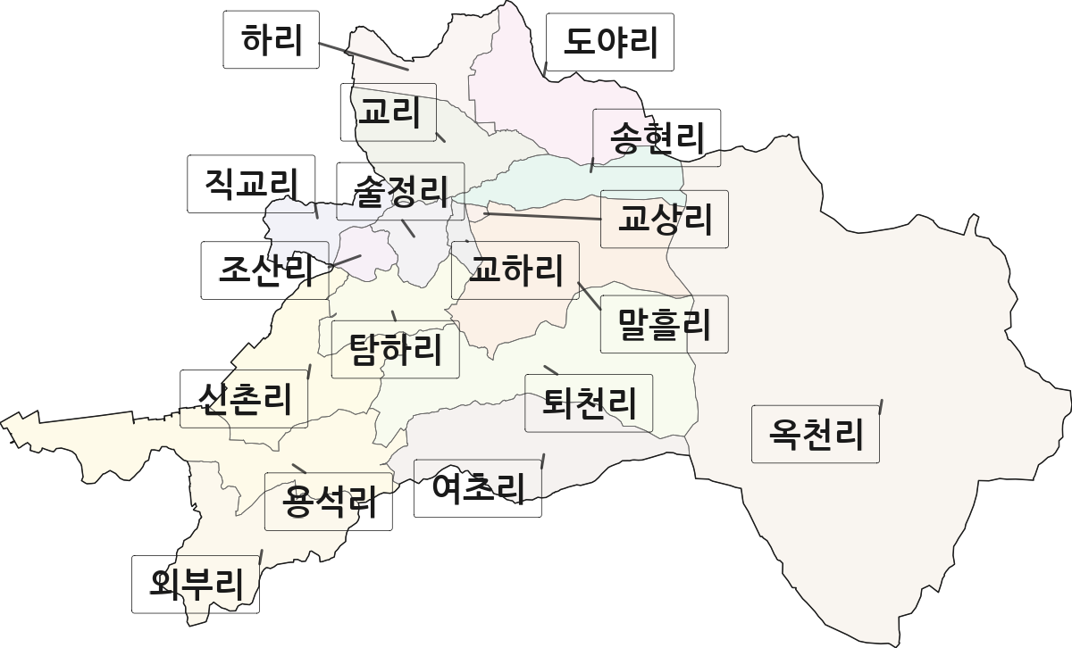 경상남도 창녕군 창녕읍 법정동 리 구분 행정구역 경계 지도