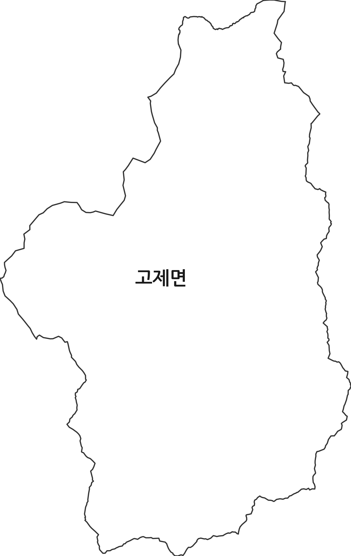 경상남도 거창군 고제면 행정동 행정구역 경계 지도