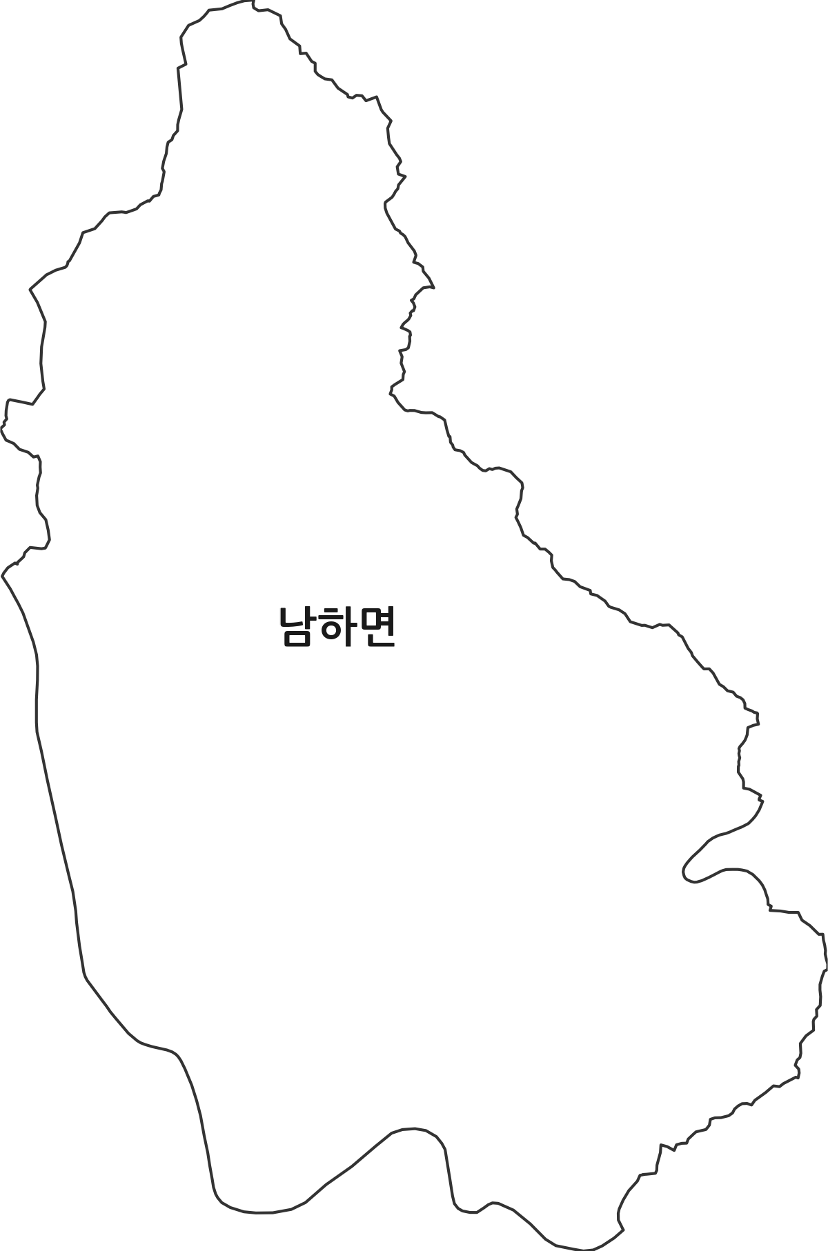 경상남도 거창군 남하면 행정동 행정구역 경계 지도