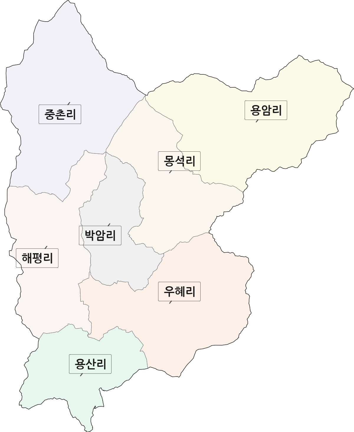 경상남도 거창군 가북면 법정동 리 구분 행정구역 경계 지도