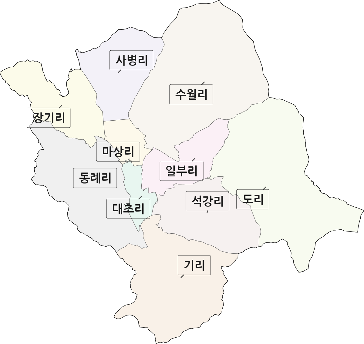 경상남도 거창군 가조면 법정동 리 구분 행정구역 경계 지도