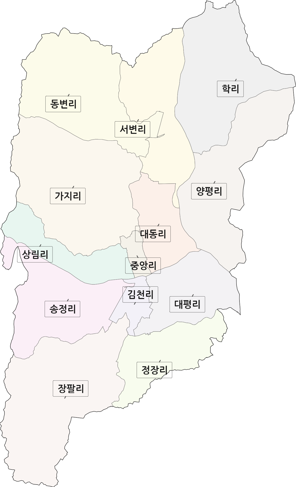 경상남도 거창군 거창읍 법정동 리 구분 행정구역 경계 지도