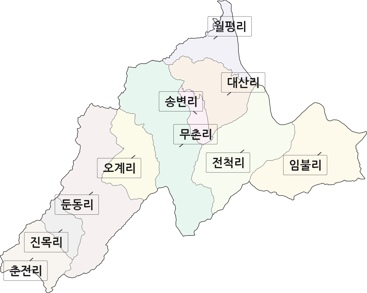 경상남도 거창군 남상면 법정동 리 구분 행정구역 경계 지도