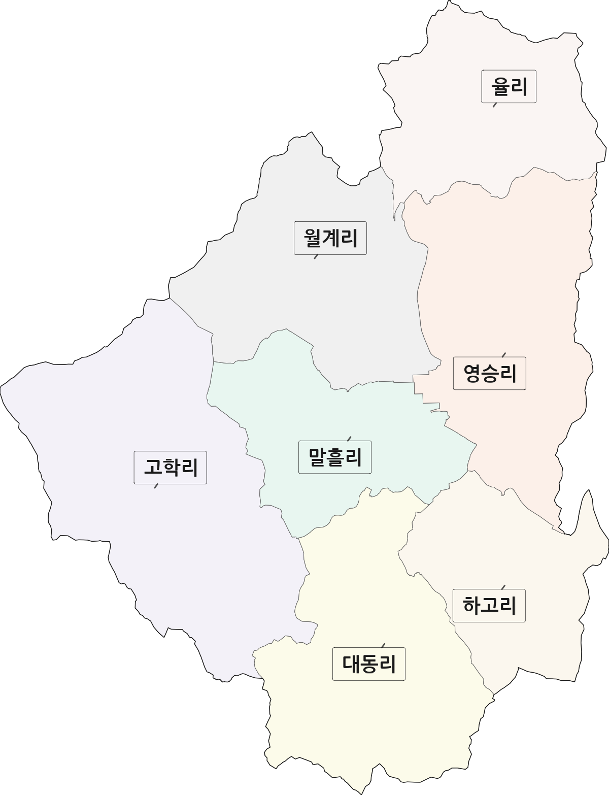 경상남도 거창군 마리면 법정동 리 구분 행정구역 경계 지도
