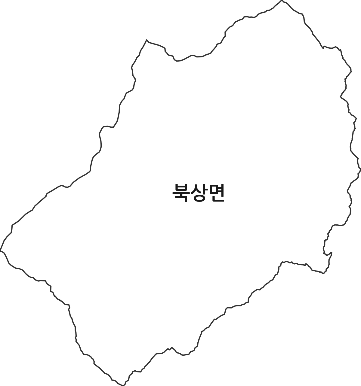 경상남도 거창군 북상면 법정동 행정구역 경계 지도