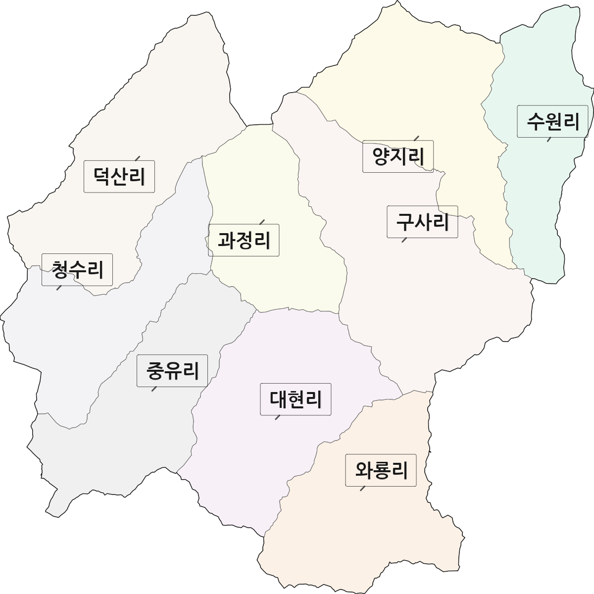 경상남도 거창군 신원면 법정동 리 구분 행정구역 경계 지도