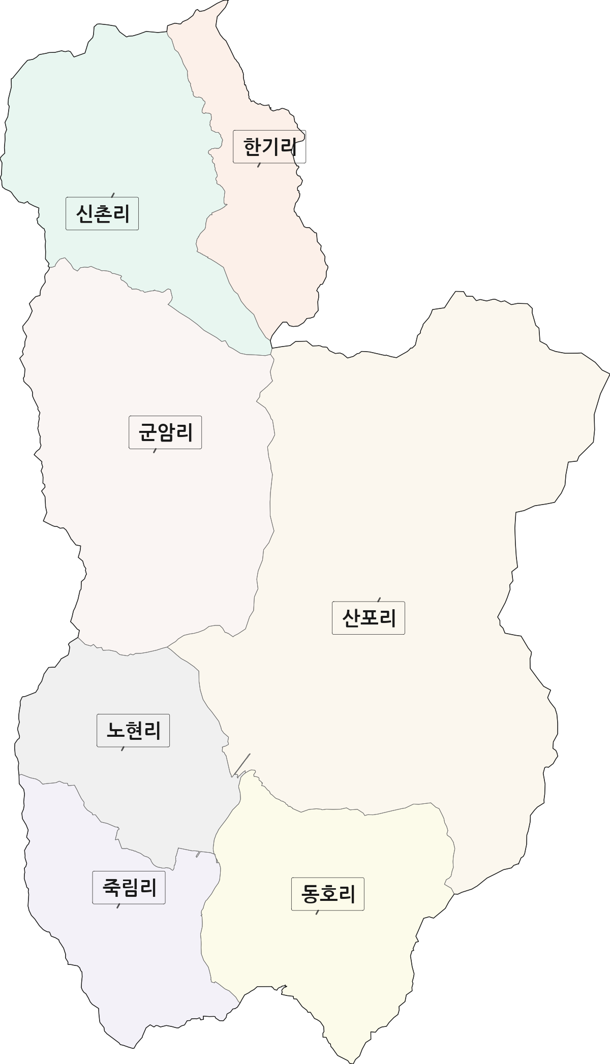경상남도 거창군 웅양면 법정동 리 구분 행정구역 경계 지도