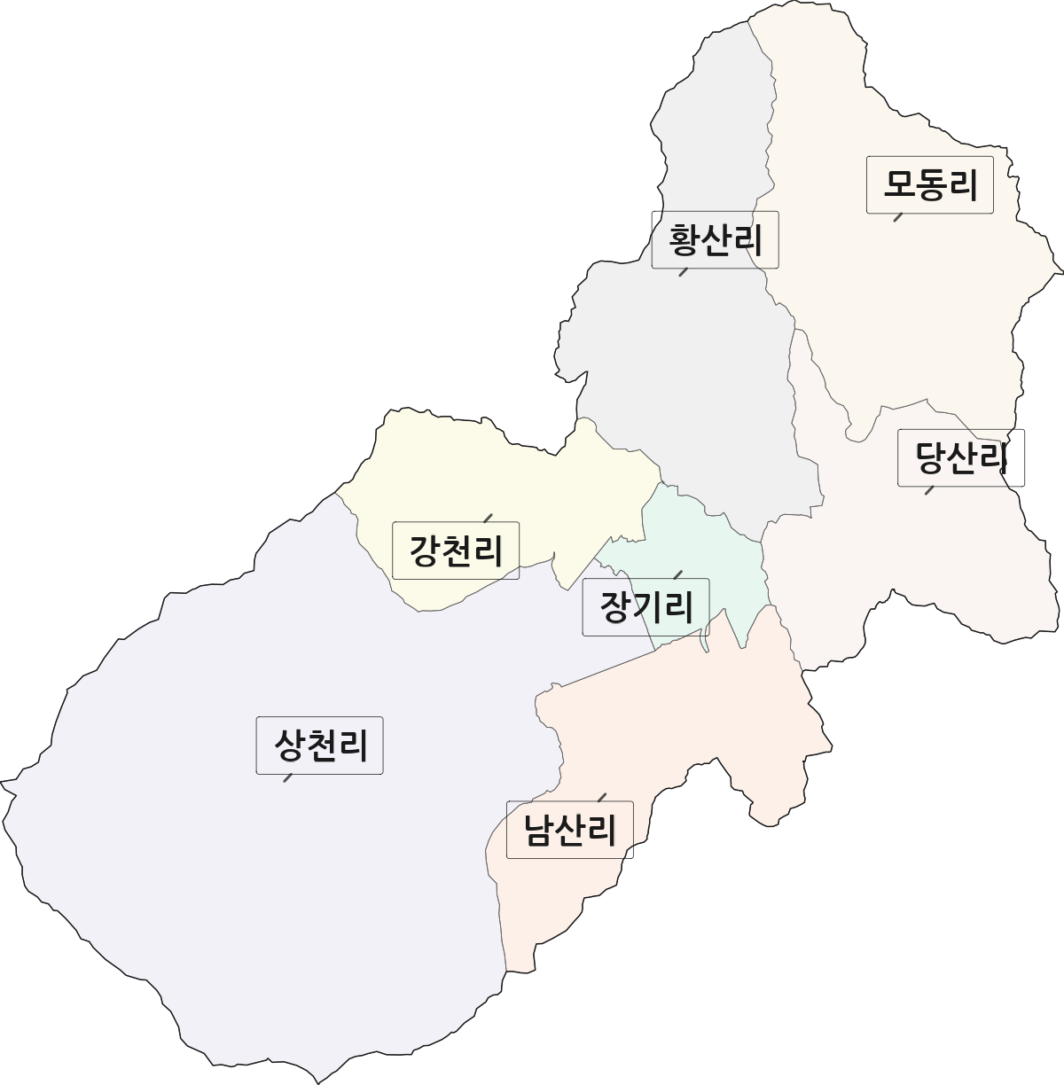 경상남도 거창군 위천면 법정동 리 구분 행정구역 경계 지도
