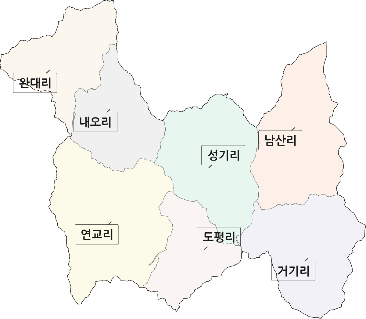 경상남도 거창군 주상면 법정동 리 구분 행정구역 경계 지도
